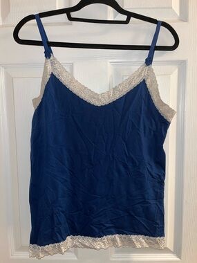 Navy Blue Camisole with White Lace